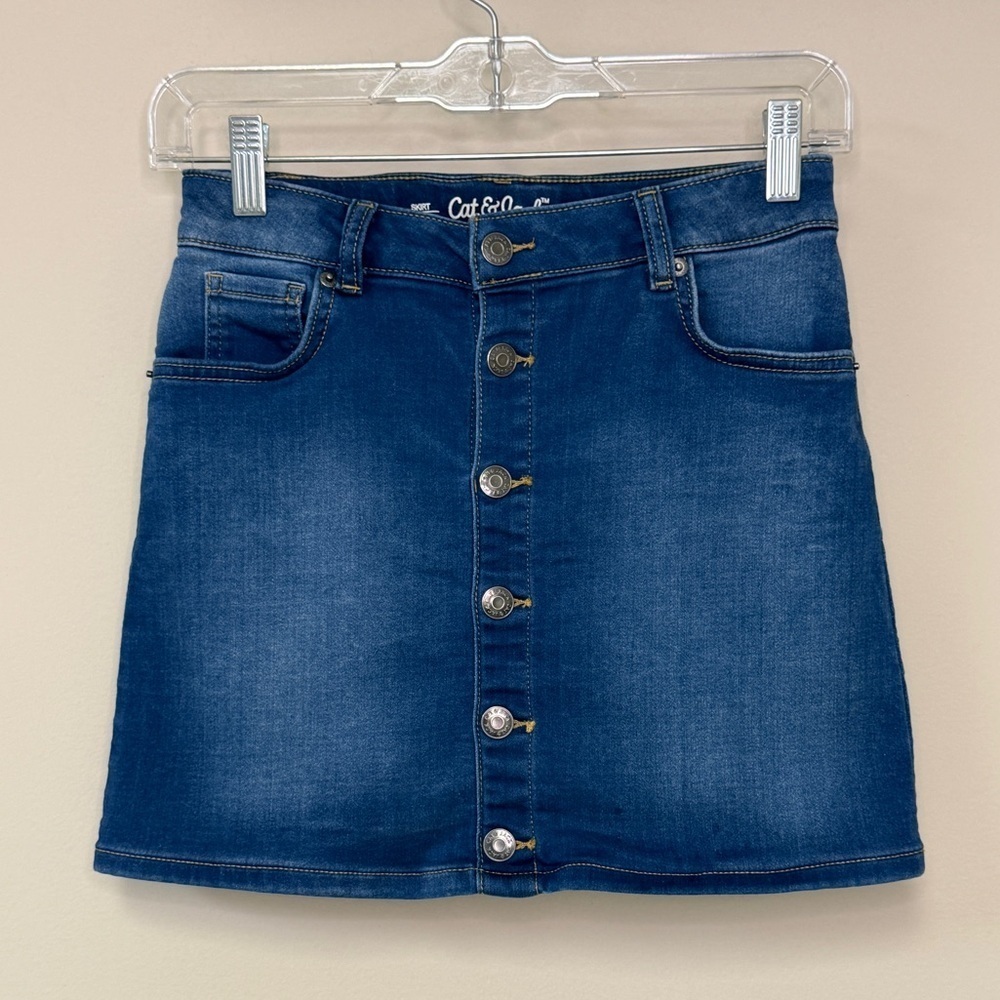 ⚡️3/$20⚡️Cat & Jack: Girls Stretch Blue Denim Skirt, Size L (10/12)
